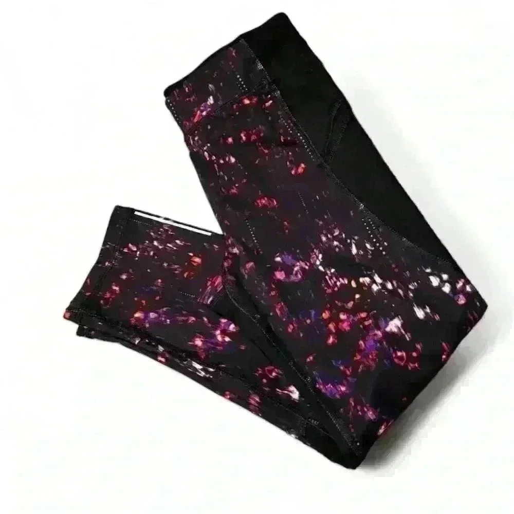 C9 Champion Women's Capri Leggings Black & Purple Print Size XS Activewear